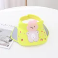 Adjustable yellow kids open-top sun hat featuring 3D pink bunny and floral prints - Kids One Size / Bear Yellow