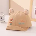 Casquette bébé en velours côtelé kaki avec écussons d'ours et oreilles décoratives - 45-48 cm / Kaki