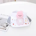White kids sun visor hat with cute pink bunny cartoon decal and adjustable brim - Kids One Size / Bear White
