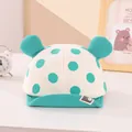 Adorabile cappello da sole per neonati in cotone bianco a pois verdi con orecchiette - 45-48 cm / Verde Fresco