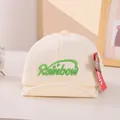 Baby-Baseballkappe aus cremefarbenem Kord mit grüner Rainbow-Stickerei und weichem Rand - 45-48cm (0-30 Monate) / Beige