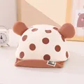 Berretto neonato a pois con graziose orecchie da orso in velluto a coste beige - 45-48 cm / caffè