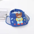 Navy blue kids sun visor with cartoon bear and retractable sunshade side panels - Kids One Size / Cute Bear Royal Blue