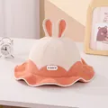 Dettaglio macro delle orecchie di coniglio e del tessuto a coste sul cappello da bimbo - Bambino 1-4 Anni 48-50CM / Arancione