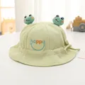 Dettaglio cappello pescatore neonato verde menta con antenne rana e ricamo sorriso - Bambini 1-4 Anni 48-52CM / Stile 3 Verde Menta