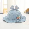 Cappello da pescatore bebè azzurro con trama a nido d'ape e orecchie a cuore - Bambini 1-4 Anni 48-52CM / Stile 1 Celeste