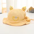 Cappello da pescatore giallo neonato con orecchie di pulcino e ricamo happy smile - Bambini 1-4 Anni 48-52CM / Stile 3 Giallo