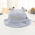 Cappello a secchiello azzurro per neonati in rete con orecchie e ricamo happy - Bambini 1-4 Anni 48-52CM / Stile 3 Blu