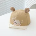 Khaki baby baseball cap with cute bear embroidery and 3D ears on a white background - Fit Head Circumference 48 / Khaki