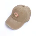 Khaki washed cotton baseball cap for kids featuring a cute cartoon capybara patch - 50-53cm / Dark Khaki