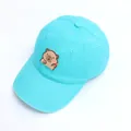 Blue corduroy baseball cap with cute capybara patch holding a heart for kids - 50-53cm / Dark Lake Blue