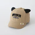 Détail de la casquette de baseball kaki pour enfants avec oreilles et broderie Brooklyn - Taille Bambin / Kaki