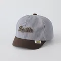 Toddler striped baseball cap with Boston embroidery and brown brim for sun protection - BOSTON Coffee