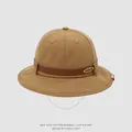 Detalle de gorro de sol infantil de algodón con banda de cuero y logo metálico - 1-3 Años (50cm) / café