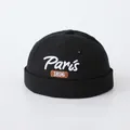 Black vintage sailor hat with white Paris embroidery and 1896 patch detail - 50cm / Black