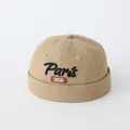 Khaki baby Miki hat with Paris 1896 embroidery and vintage worker style design - 50cm / Khaki