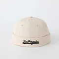 Gorro docker beige de algodón para niños con bordado cursivo negro de Los Angeles - 1-3 Años / Beige