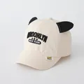Casquette beige pour enfants avec oreilles de chat 3D et broderie Brooklyn de coton - Taille Bambin / Beige