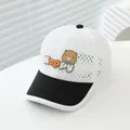 Breathable white mesh baseball cap for kids with Happy bear patch and black bill - Kids Age 3-8 (50-53CM) / Happy White