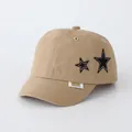 Khaki katoenen baseballpet voor kinderen met zwart sterborduurwerk en geweven label - 52cm / Khaki