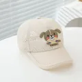 Berretto da baseball in rete per bambini con simpatica toppa 3D a forma di cucciolo color crema - Taglia Bambino (50-53CM) / Beige
