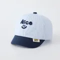 Blue and white striped baby baseball cap with navy brim and Nice embroidery - NICE Sky Blue