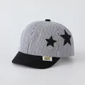 Striped baby baseball cap with black short brim and star embroidery detail - Five-pointed Star Black