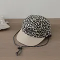Kids leopard print baseball cap with DREAM patch and adjustable chin strap - DREAM Label Style / Beige Brim