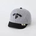 Blue striped baby baseball cap with black brim and HI-BABY P embroidery detail - P Letter Black