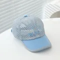 Light blue breathable mesh baseball cap for kids with cute bear embroidery and visor - Kids Age 3-8 (50-53CM) / Bear Sky Blue
