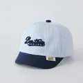 Blue striped baby baseball cap with Boston embroidery and soft navy blue brim - BOSTON Sky Blue