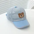 Breathable light blue mesh baseball cap for kids with cute 3D cartoon bear patch - Kids Age 3-8 (50-53CM) / Bear Sky Blue