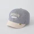 Infant striped baseball cap with Brooklyn embroidery and contrast beige brim - NEW Gray