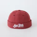 Gorro miki rojo oscuro para niños de algodón con bordado blanco de New York 3D - Estilo Bordado New York / NEW WORK Rojo Vino
