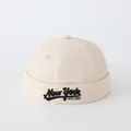 Gorro Docker beige de lona para bebé con bordado de New York para un estilo retro infantil - Estilo Bordado New York / NEW WORK Beige