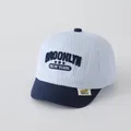 Blue and white striped baby baseball cap with soft brim and Brooklyn embroidery - NEW YORK Sky Blue