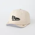 Beige cotton canvas baby baseball cap with short brim and Clape embroidery detail - 10-30 Months / Beige
