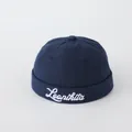 Gorro sin ala azul oscuro para niños con bordado blanco Leonikita en el frontal - LEAN Azul Oscuro