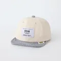 Beige cotton baby baseball cap with black stripes and SUN letter patch design - Letter Style (Beige) / Beige