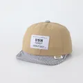 Beige baby baseball cap with soft striped brim and SUN patch for toddlers - Letter Style (Khaki) / Khaki