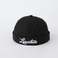 Gorro docker negro para niños en algodón con detalle bordado Leonikita en blanco - LEAN Negro