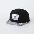 Gorra de béisbol negra para bebé con visera a rayas y parche de letras SUN - Negro