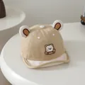 Khaki baby baseball cap with plush bear ears and cute bear embroidery detail - 48cm / Cat Khaki