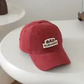 Kids vintage dark red baseball cap with BAD BUSINESS embroidery on white patch - 50-54cm / Burgundy