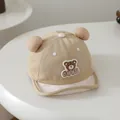 Khaki baby baseball cap with cute bear embroidery and 3D ears on a soft cotton crown - 48cm / Bear Khaki