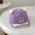 Cute baby cartoon cat baseball cap with purple fabric and bear embroidery detail - 48cm / Bear Purple