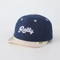 Kids' navy and cream baseball cap with Rally embroidery and soft foldable brim - 48cm / Navy Blue