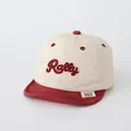 Kids cream and burgundy baseball cap with Rally embroidery and soft cotton finish - 48cm / Beige