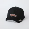 Black cotton baby baseball cap with Youcan embroidery and striped brim detail - 10-30 Months / Black