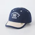 Navy blue and beige cotton baseball cap for kids with Hilton Head embroidery - 48-52cm / Navy Patchwork Beige (SO)